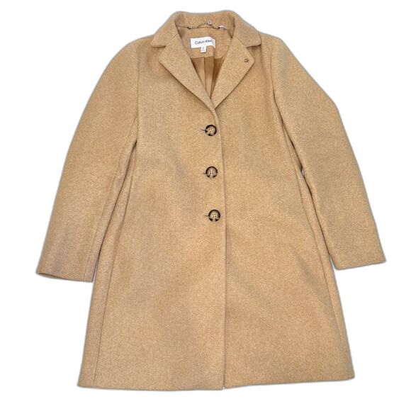 Calvin Klein Women's Camel Single Breasted Peacoat Jacket - Picture 3 of 12